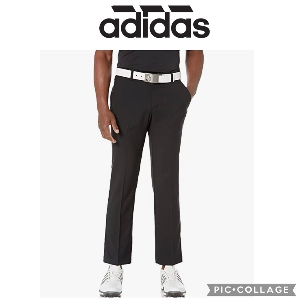 Adidas ClimaLite Men black Flat Front Chino Casual Golf pants size 35x32